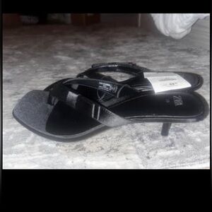 Zara Black Bow Kitten Heels